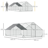 easycomfort easycomfort pollaio da giardino con telaio zincato copertura impermeabile e rete esagonale 3x6x2m argento