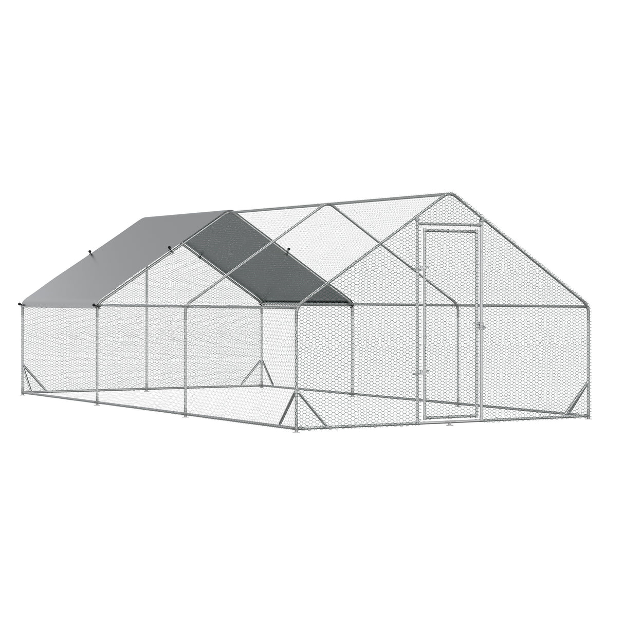 easycomfort easycomfort pollaio da giardino con telaio zincato copertura impermeabile e rete esagonale 3x6x2m argento