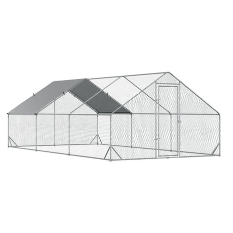 easycomfort easycomfort pollaio da giardino con telaio zincato copertura impermeabile e rete esagonale 3x6x2m argento