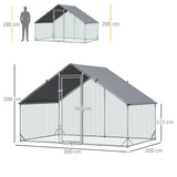 easycomfort pollaio da giardino con telaio zincato copertura impermeabile e rete esagonale 3x2x2m argento