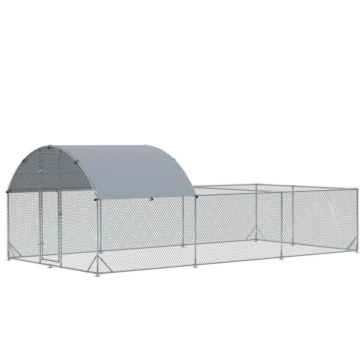 easycomfort recinto per galline da esterno in acciaio con telo di copertura in pe anti uv 570x280cm