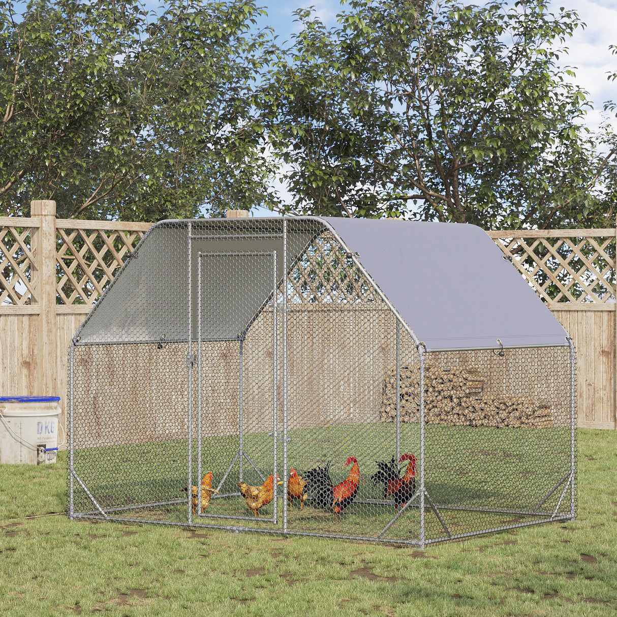 easycomfort easycomfort recinto per galline con telo di copertura per 4 6 polli in acciaio 280x190x195 cm