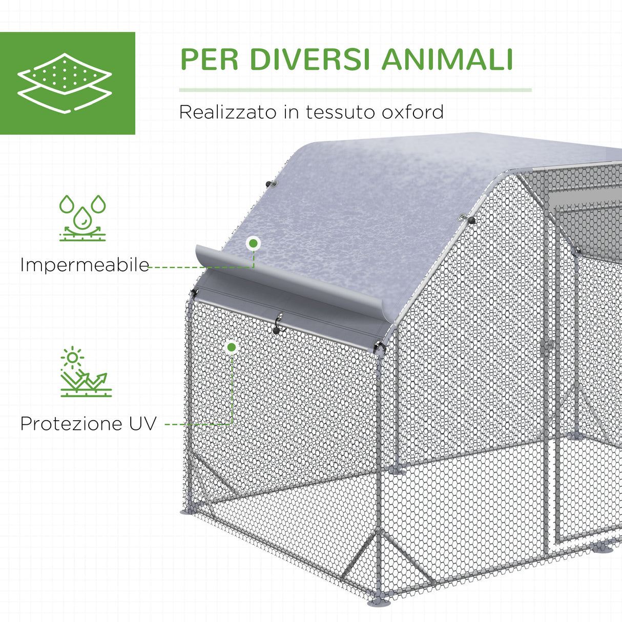 easycomfort easycomfort recinto per galline con telo di copertura per 4 6 polli in acciaio 280x190x195 cm