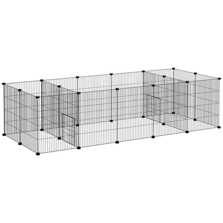 easycomfort gabbia per porcellini d india recinto per piccoli animali 18 pz con porta 175x70x45cm nero