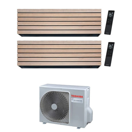 toshiba climatizzatore condizionatore toshiba dual split inverter serie daiseikai 10 wood 912 1013 btu con ras 2m18g3avg e gas r 32 wi fi integrato aa