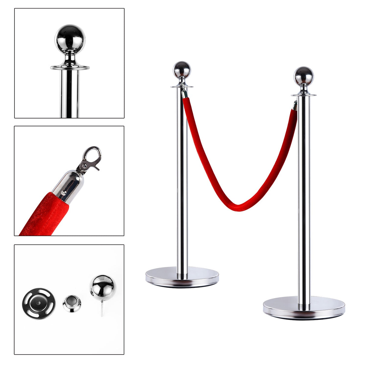 easycomfort colonnine separacode paletti di delimitazione con corde rosso in acciaio inox 32 x 95cm