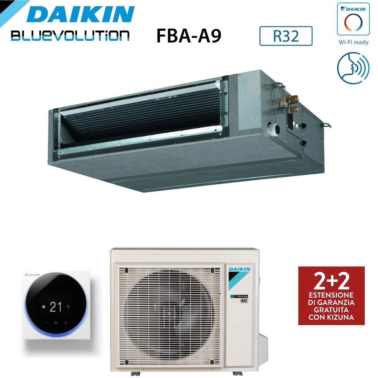 Daikin Kanalklimaanlage mittlerer Kopf 21000 Btu FBA60A einphasig R-32 Wi-Fi optional – italienische Garantie