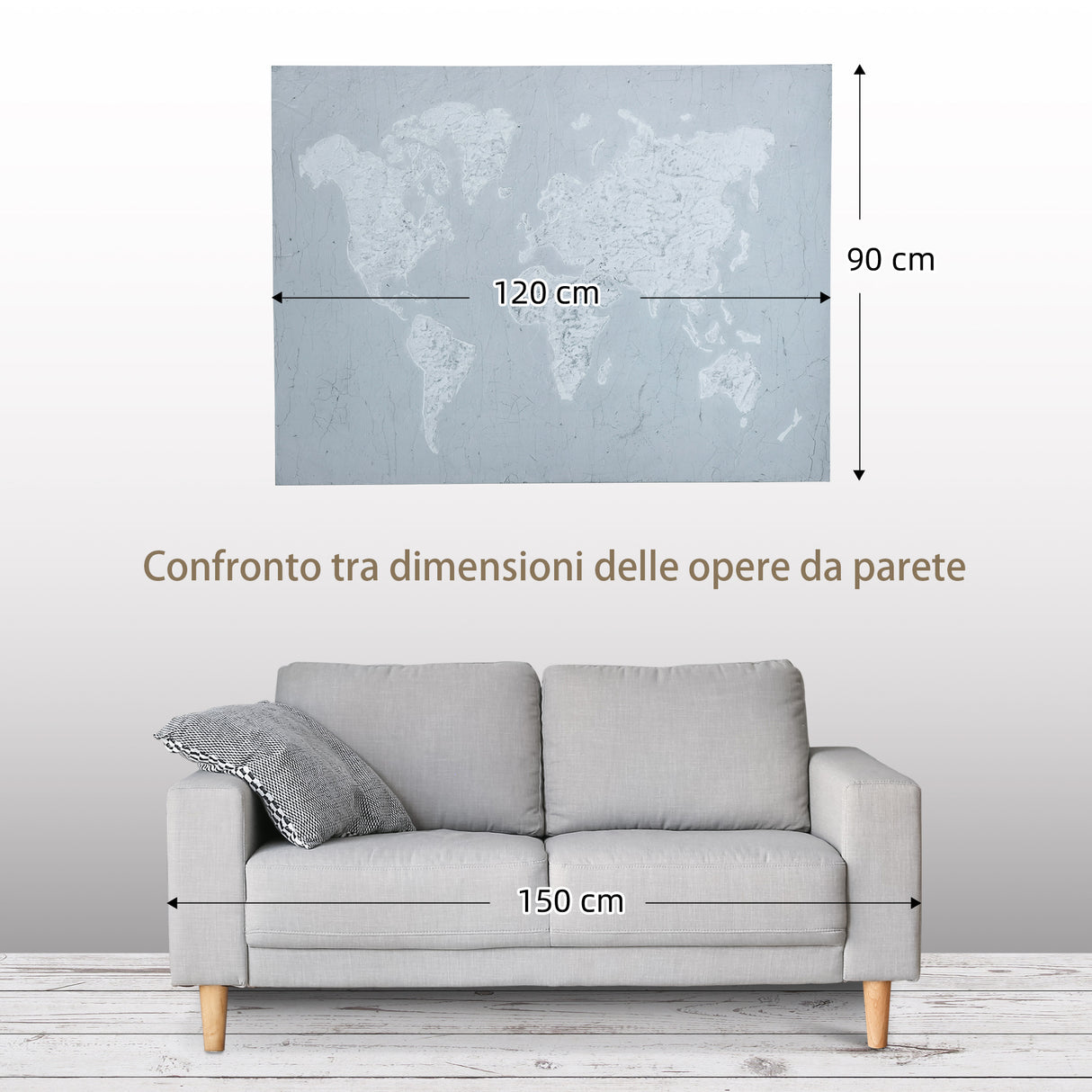 easycomfort easycomfort stampa su tela in legno di pino 120x90cm per casa e ufficio grigia e bianca