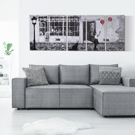 easycomfort easycomfort stampa su tela 80x40cm con bambina 5 pezzi in legno di pino per casa e ufficio