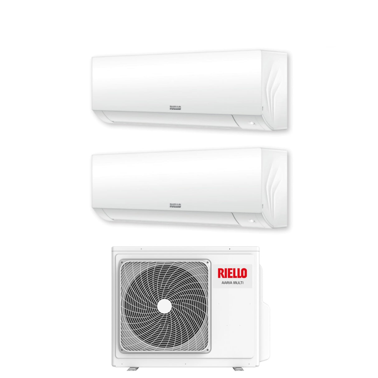 Riello Dual Split Inverter-Klimaanlage AARIA PLUS I 9+9-Serie mit AARIA MULTI 250 PI R-32 integriertem Wi-Fi 9000+9000