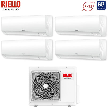 Climatiseur split inverter Riello Quadri AARIA PLUS série I 9+12+12+12 avec AARIA MULTI 485 PI R-32 Wi-Fi intégré 9000+12000+12000+12000