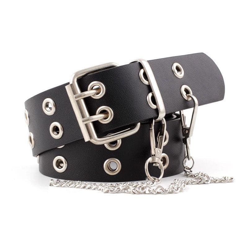 Ceinture Double Œillets Cuir PU