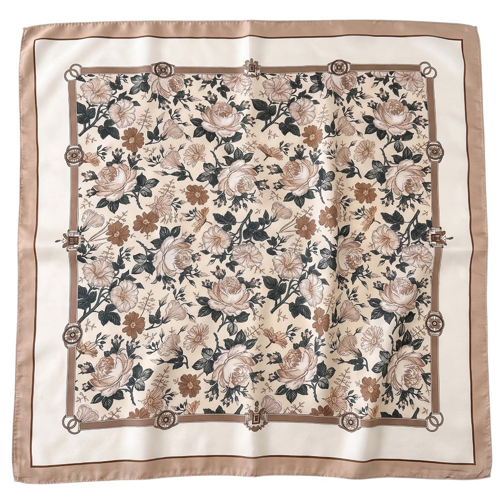Foulard Carré Floral Pivoine Beige