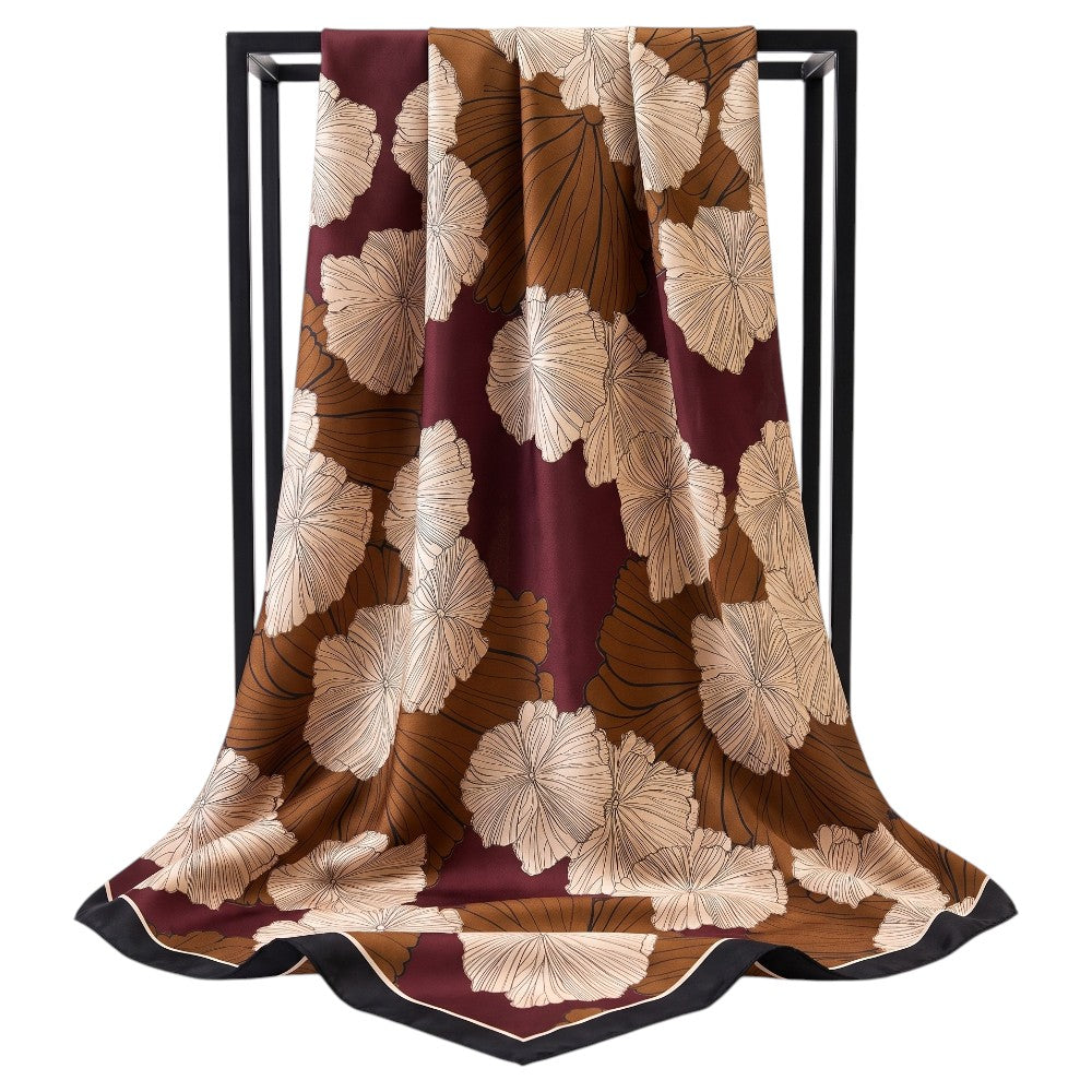 Foulard Carré Feuilles Ginkgo
