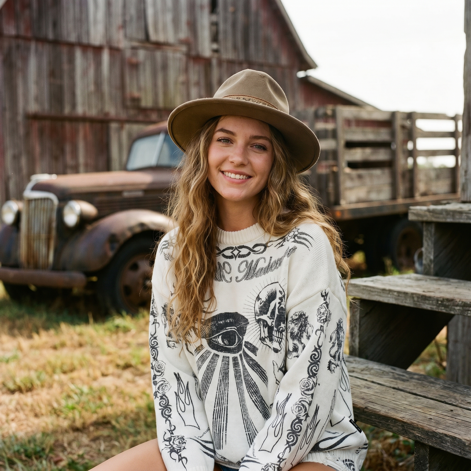 Vintage White Wool Chunky Sweater