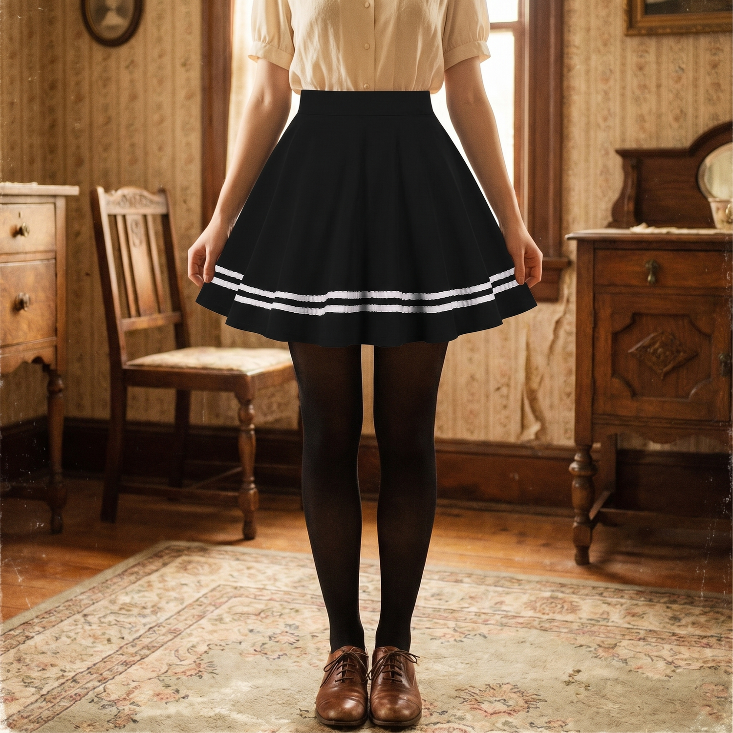 Vintage Black Skater Skirt 