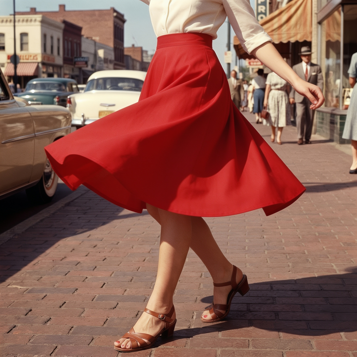 Vintage Solid Red Skater Skirt 