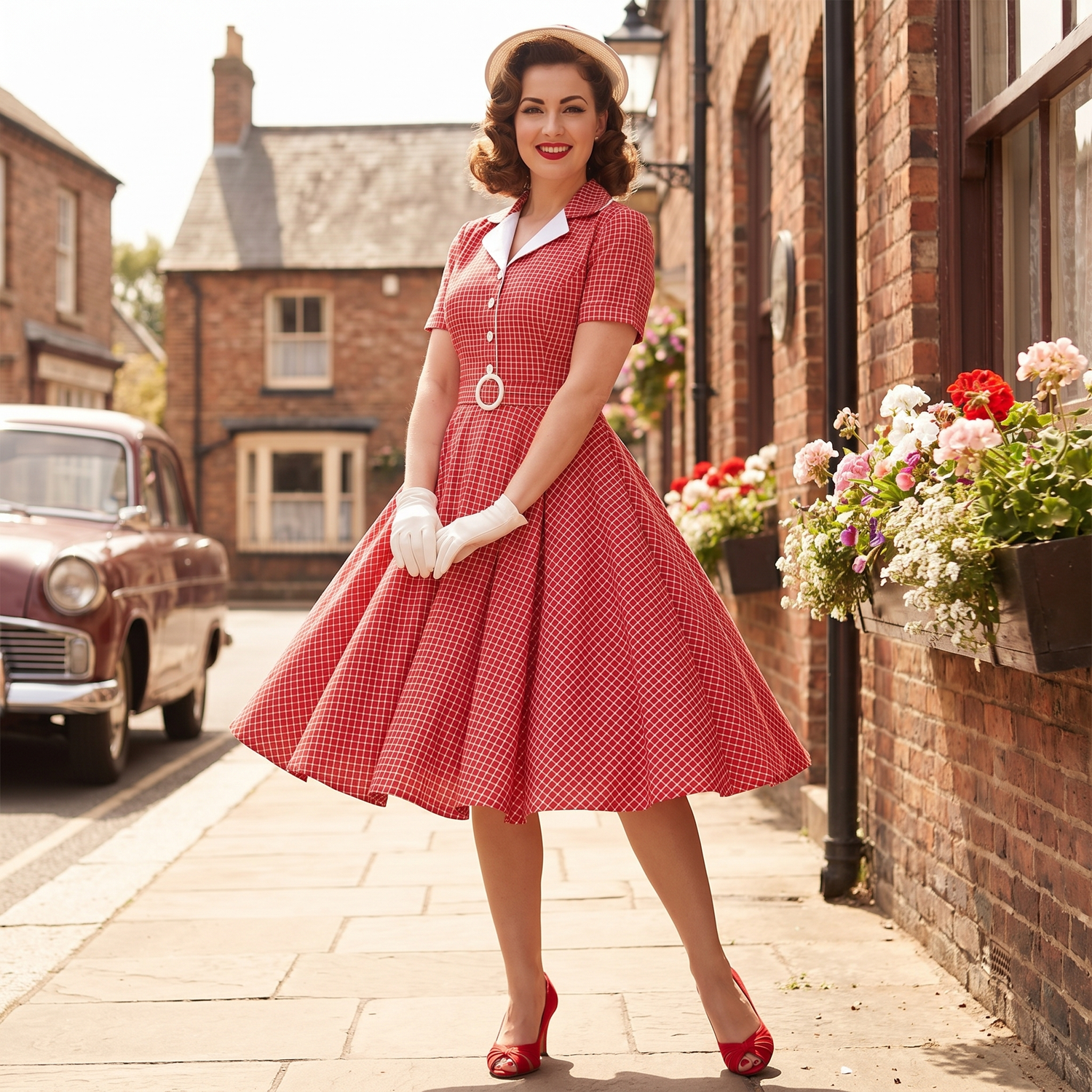Vintage 50s Style Plaid Dress