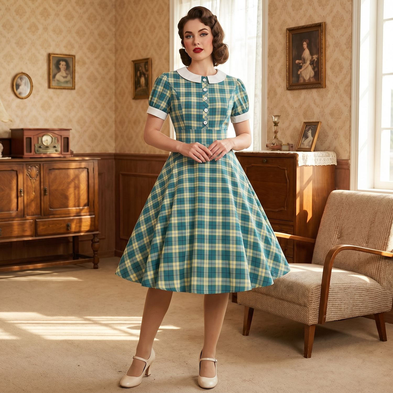 Vintage Plaid Dress