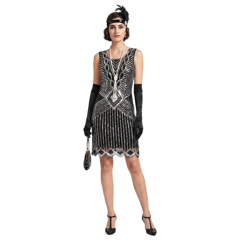 Short Black and Silver Gatsby Dress