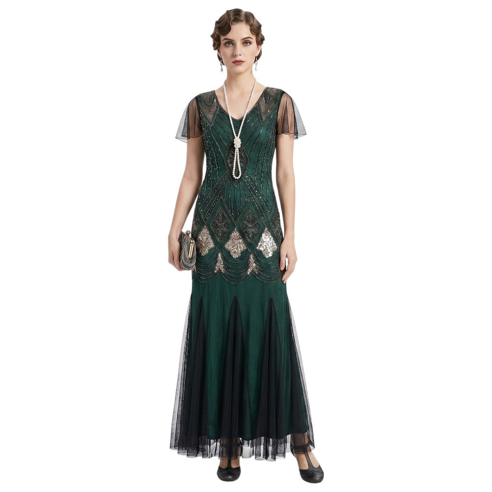 Green Haute Couture Long Gatsby Dress
