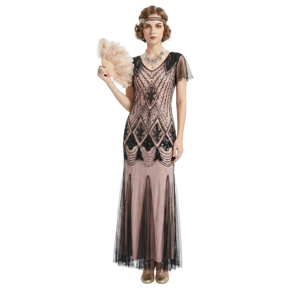 Haute Couture Pink Long Gatsby Dress