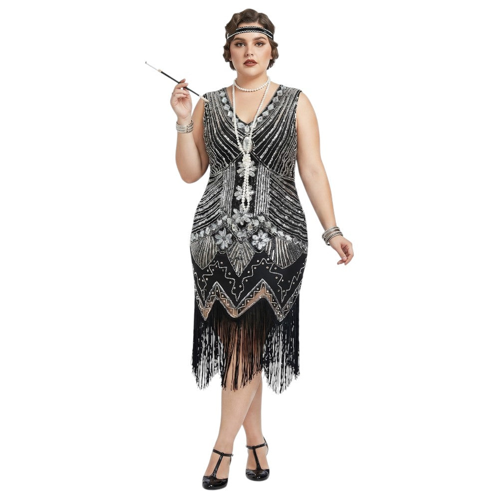 Plus Size Silver Gatsby Dress 