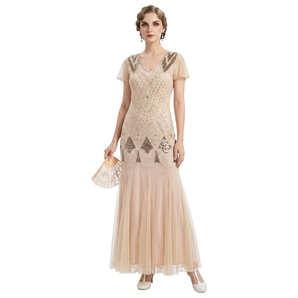 Haute Couture Ivory Long Gatsby Dress