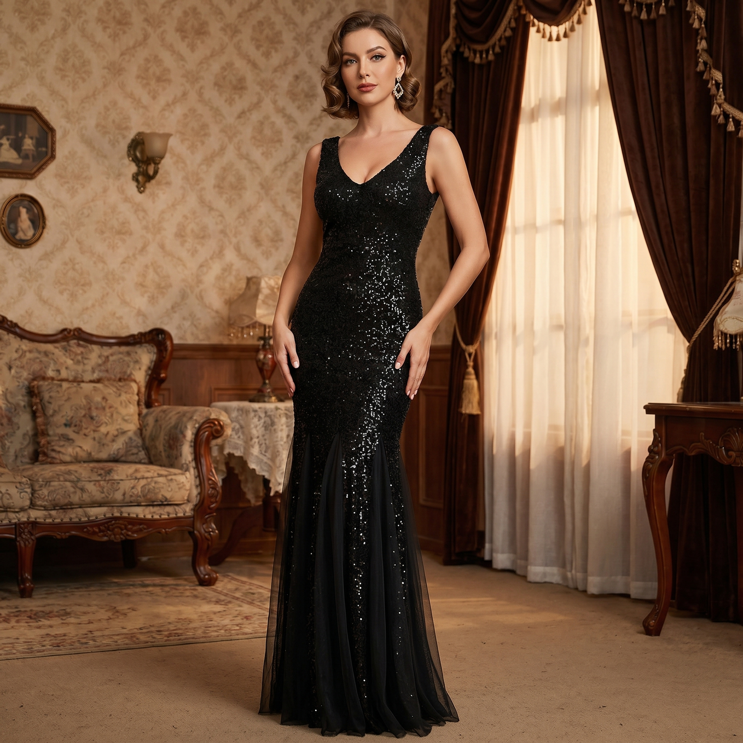 Intense Black Gatsby Wedding Dress
