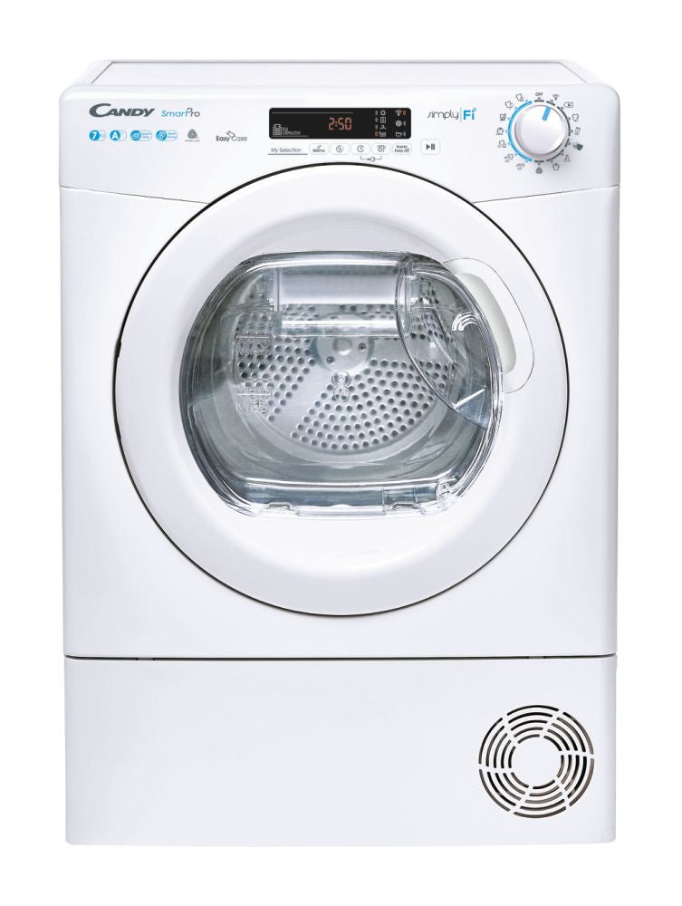 asciugatrice a pompa di calore slim 7 kg candy smart pro cso4h7a1de s axlxp 85x60x46 wi fi _ ble cicli rapidi cso4 h7a1de s classe energetica a_
