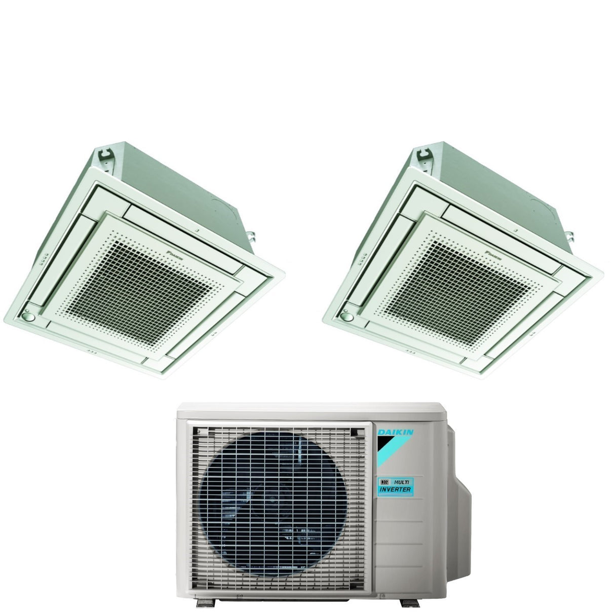 climatizzatore condizionatore daikin bluevolution inverter dual split a cassetta ffa a 9_9 con 2mxm50m9 r 32 wi fi optional con comando a filo e griglia bianca 9000_9000 garanzia italiana
