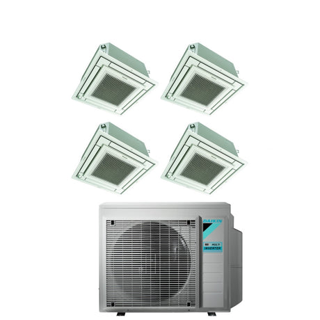 climatizzatore condizionatore daikin bluevolution inverter quadri split a cassetta ffa a 9_9_9_18 con 4mxm80n r 32 wi fi optional con comando a filo e griglia bianca 9000_9000_9000_18000 garanzia italiana