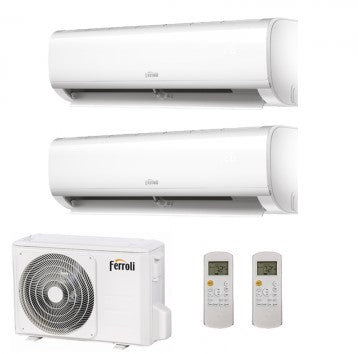 climatizzatore condizionatore ferroli dual split inverter serie ambra m 7_7 con 18 2 r 32 wi fi integrato 7000_7000 novit