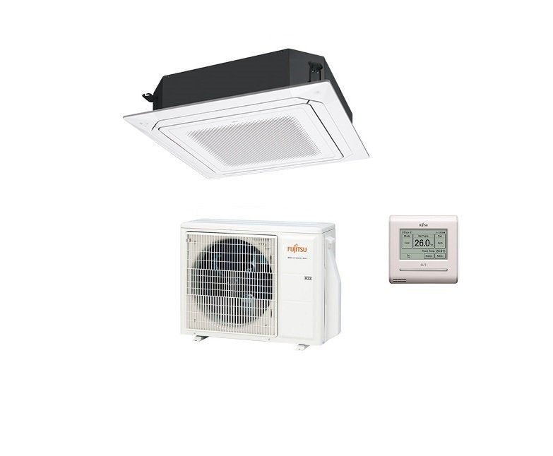 climatizzatore condizionatore fujitsu cassetta 4 vie serie eco kr circular flow 45000 btu r 32 cod. 3ngf88155 white auxg45krlb novita