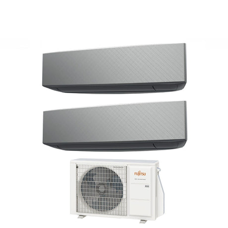 climatizzatore condizionatore fujitsu dual split inverter serie ke silver 9_12 con aoyg18kbta2 r 32 wi fi integrato 9000_12000 colore argento