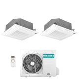 climatizzatore condizionatore hisense dual split a cassetta 9_9 con 2amw50u4rxa r 32 wi fi optional 9000_9000 con telecomando e pannello incluso novita 7161