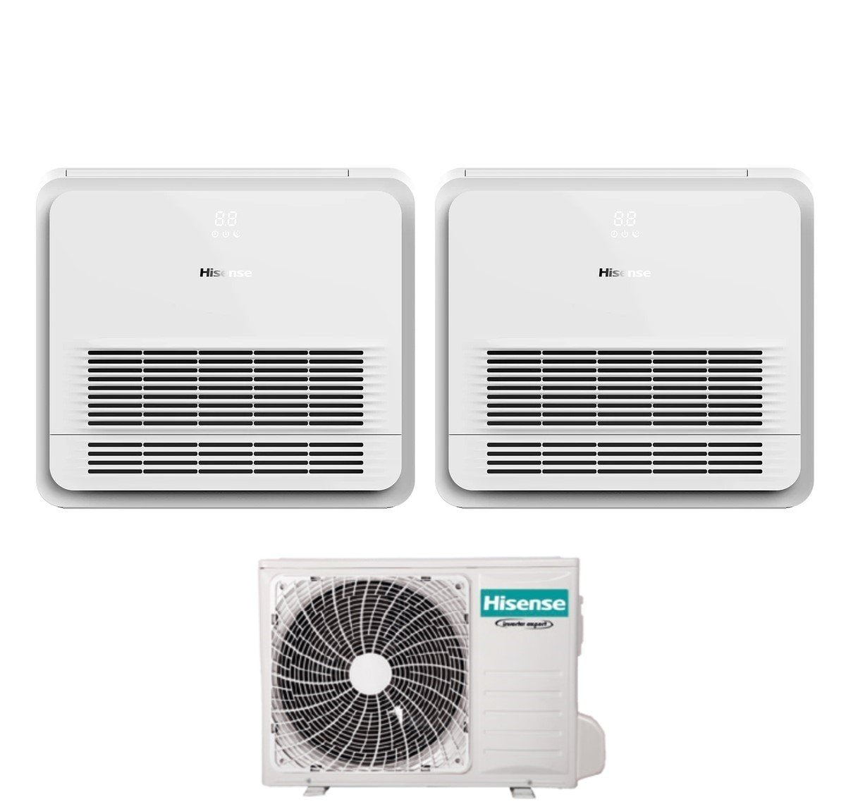 climatizzatore condizionatore hisense dual split console 9_12 con 2amw50u4rxa r 32 wi fi optional telecomando di serie incluso 9000_12000