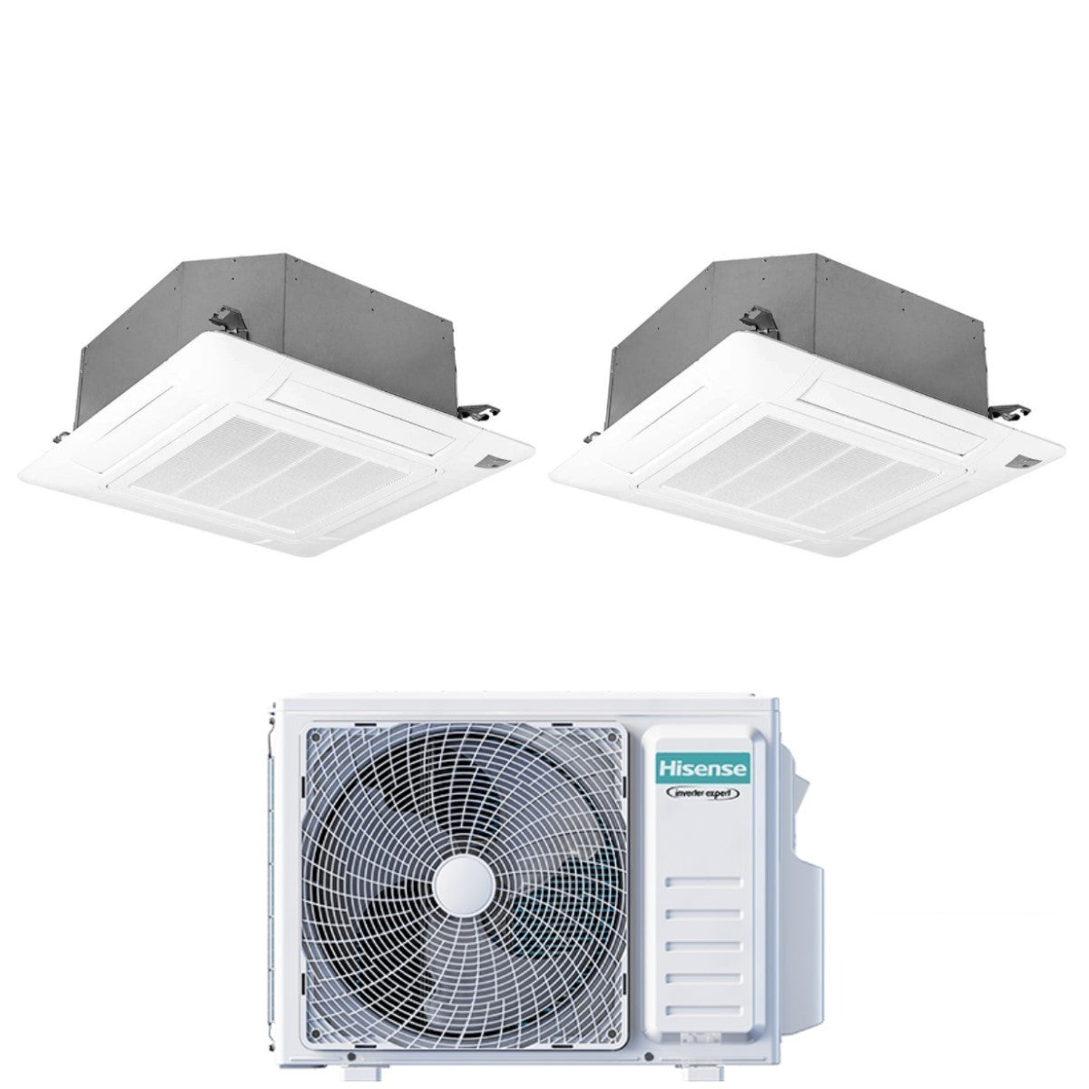climatizzatore condizionatore hisense dual split inverter a cassetta 9_12 con 2amw42u4rgc r 32 wi fi optional 9000_12000 con telecomando e pannello incluso