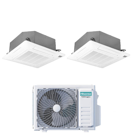 climatizzatore condizionatore hisense dual split inverter a cassetta 9_9 con 2amw35u4rgc r 32 wi fi optional 9000_9000 con telecomando e pannello incluso