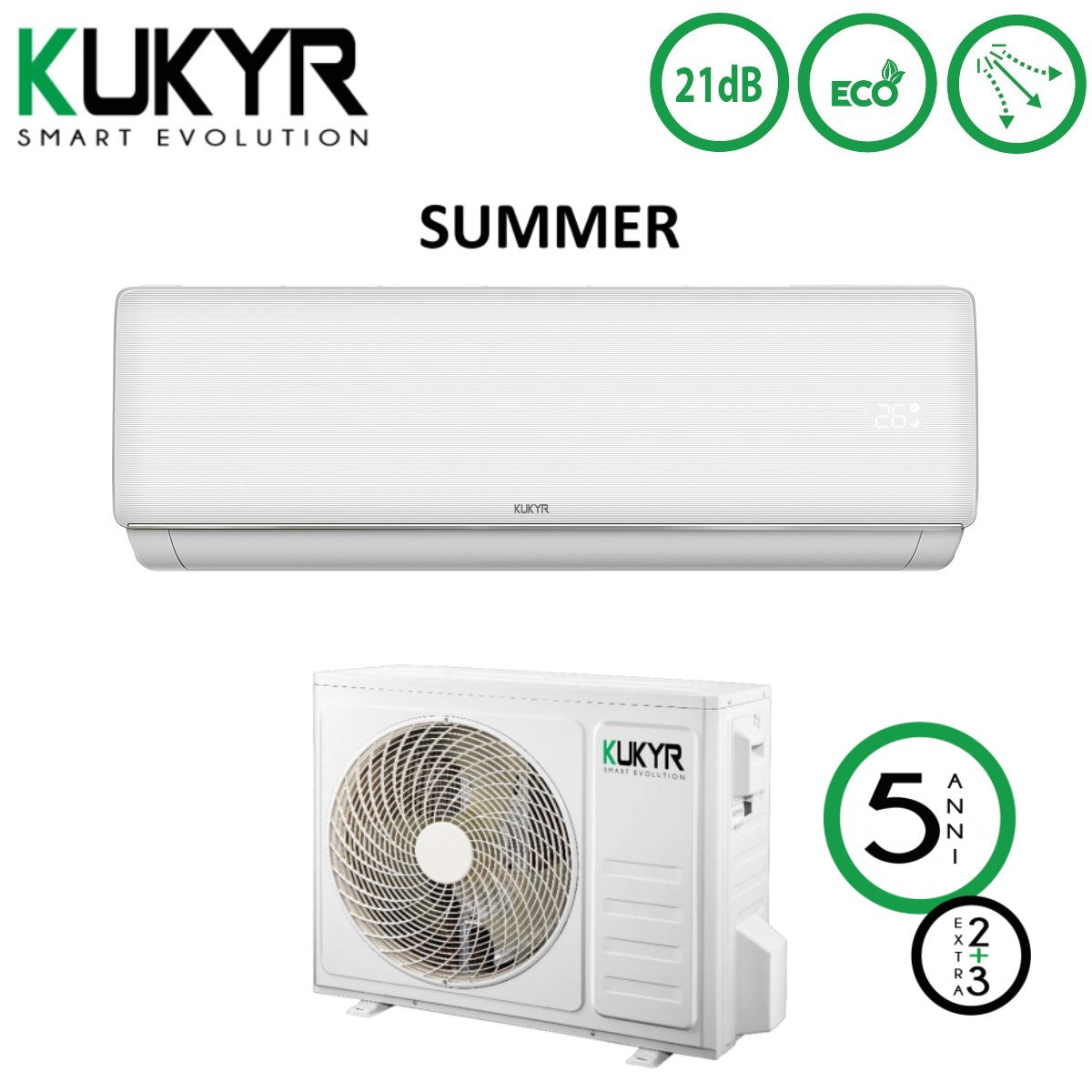 climatizzatore condizionatore kukyr inverter serie summer 12000 btu summer012 r 32 classe a__ a_