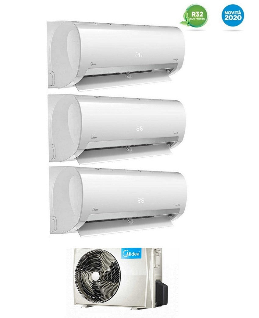 climatizzatore condizionatore midea trial split inverter serie prime 9_9_12 con m3o 27nf8 r 32 9000_9000_12000 btu