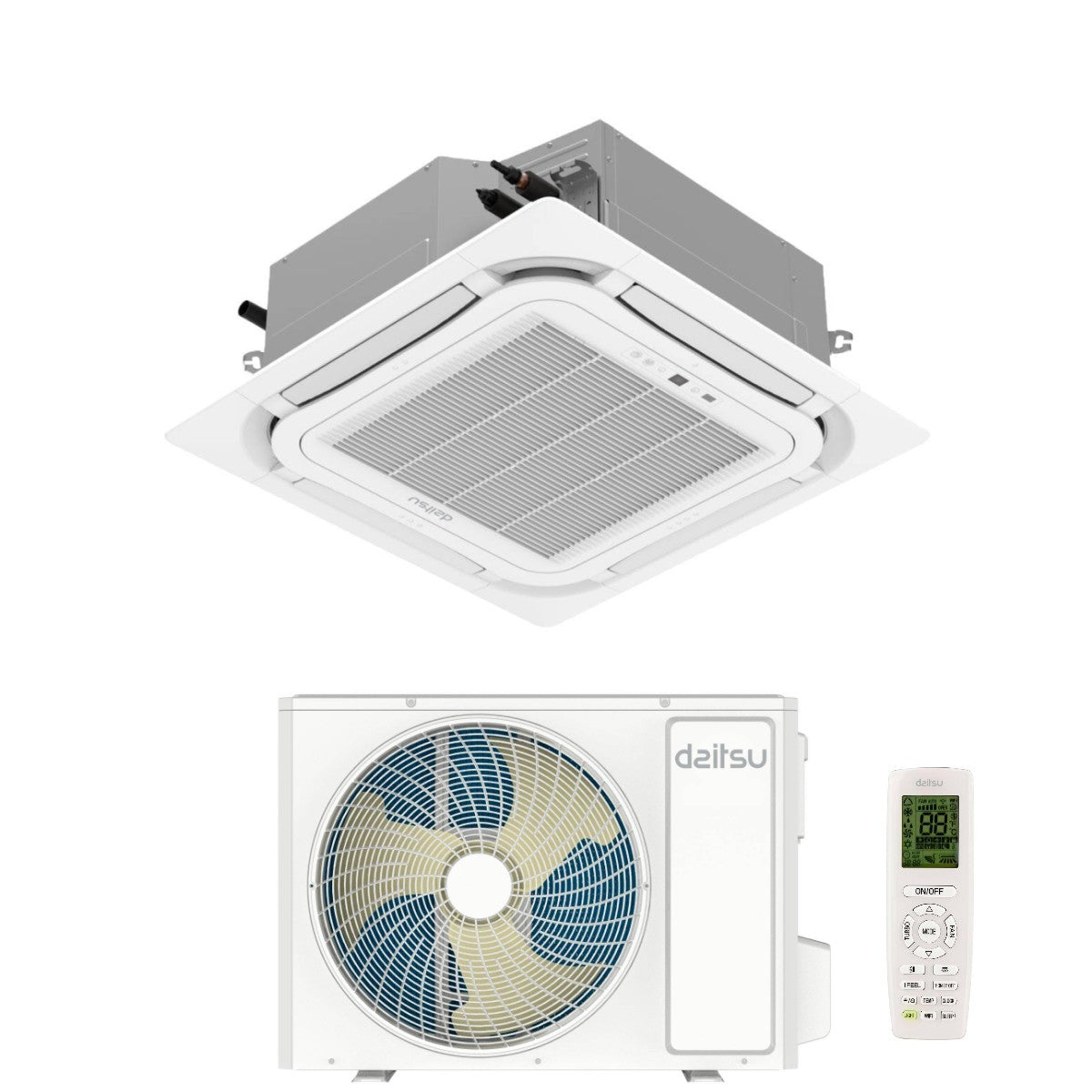 daitsu condizionatore a cassetta daitsu 36000 btu aud36tkdbs trifase r 32 wi fi optional con telecomando e griglia