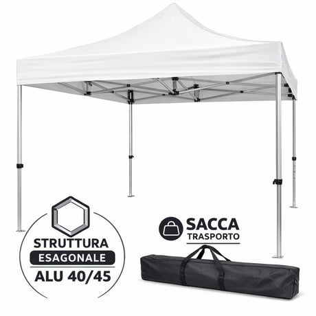 divina garden gazebo richiudibile professionale market pro 3x3 struttura in alluminio esagonale impermeabile bianco ean 8056157808855
