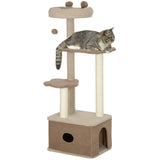 easycomfort easycomfort albero tiragraffi per gatti con lettino casetta e piattaforme in legno e cashmere 48x40x133 cm marrone
