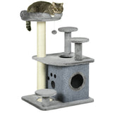 easycomfort easycomfort albero tiragraffi per gatti con lettino e casetta in peluche pali in sisal 60x48x92 cm grigio