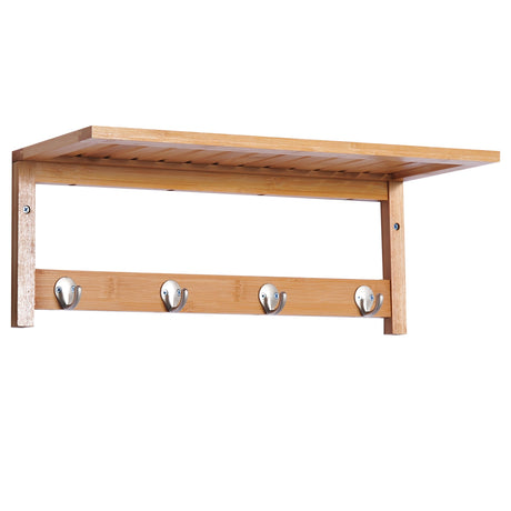 easycomfort easycomfort appendiabiti con mensola attaccapanni a parete con ripiano bambu 50 16 17 5cm ean 8054111840262
