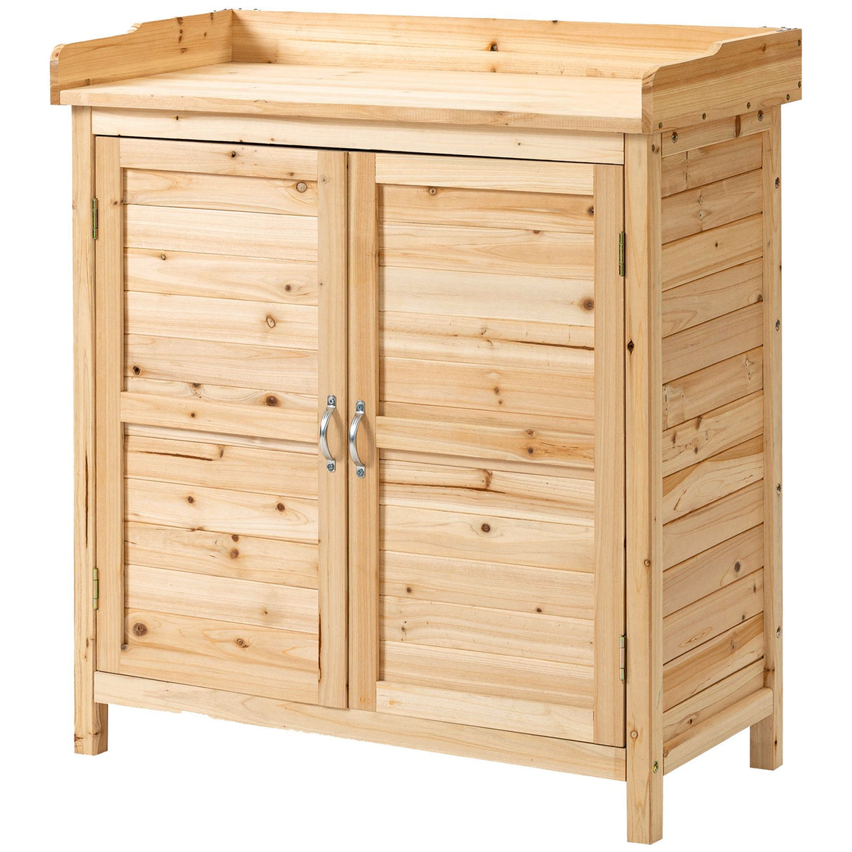 easycomfort easycomfort armadietto da esterno a 2 ripiani in legno di abete con design rialzato e 2 ante 83x40x92 cm