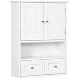 easycomfort easycomfort armadietto pensile bagno a 2 ante con ripiano aperto e 2 cassetti in legno bianco