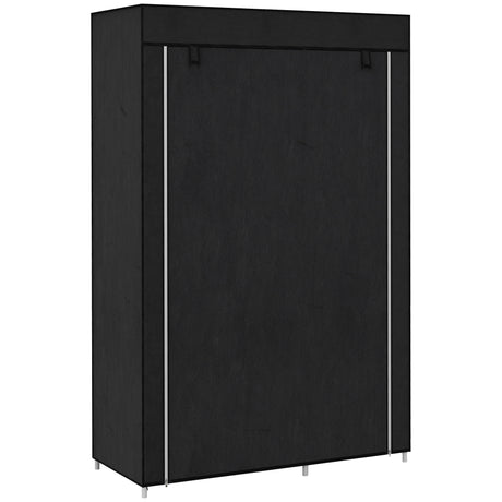 easycomfort easycomfort armadio guardaroba portatile in tessuto con 6 ripiani aperti e un appendino 103x43x162 5 cm nero