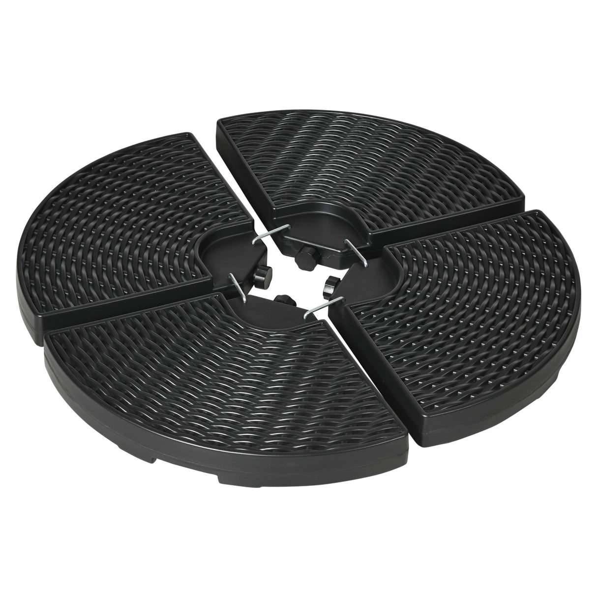 easycomfort easycomfort base per ombrellone a braccio da 4 pezzi in hdpe riempibili con acqua e sabbia 100x8 cm nero